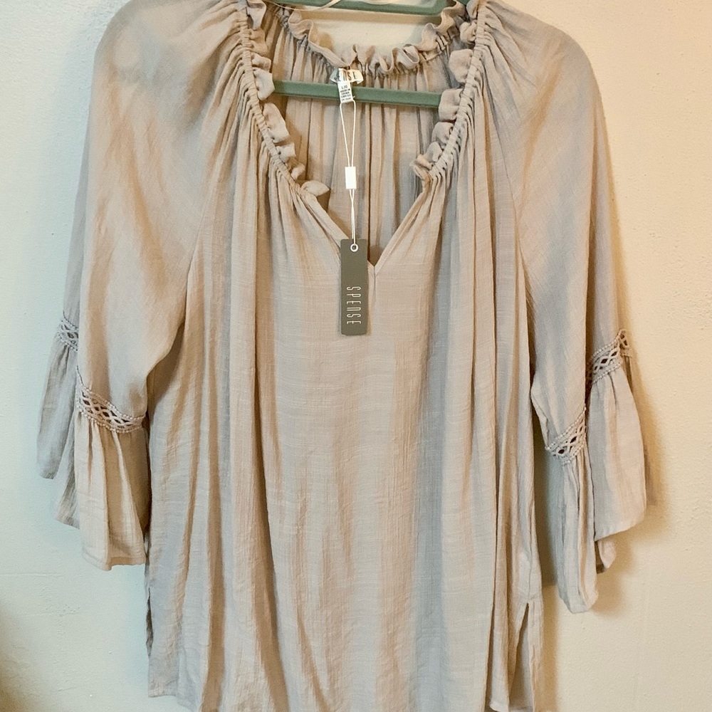 NWT Spense Blouse Large Tan
